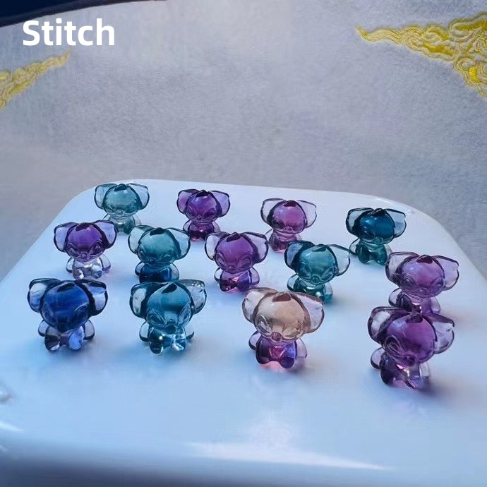 Mini Candy Fluorite Stitch Natural Crystal Carvings