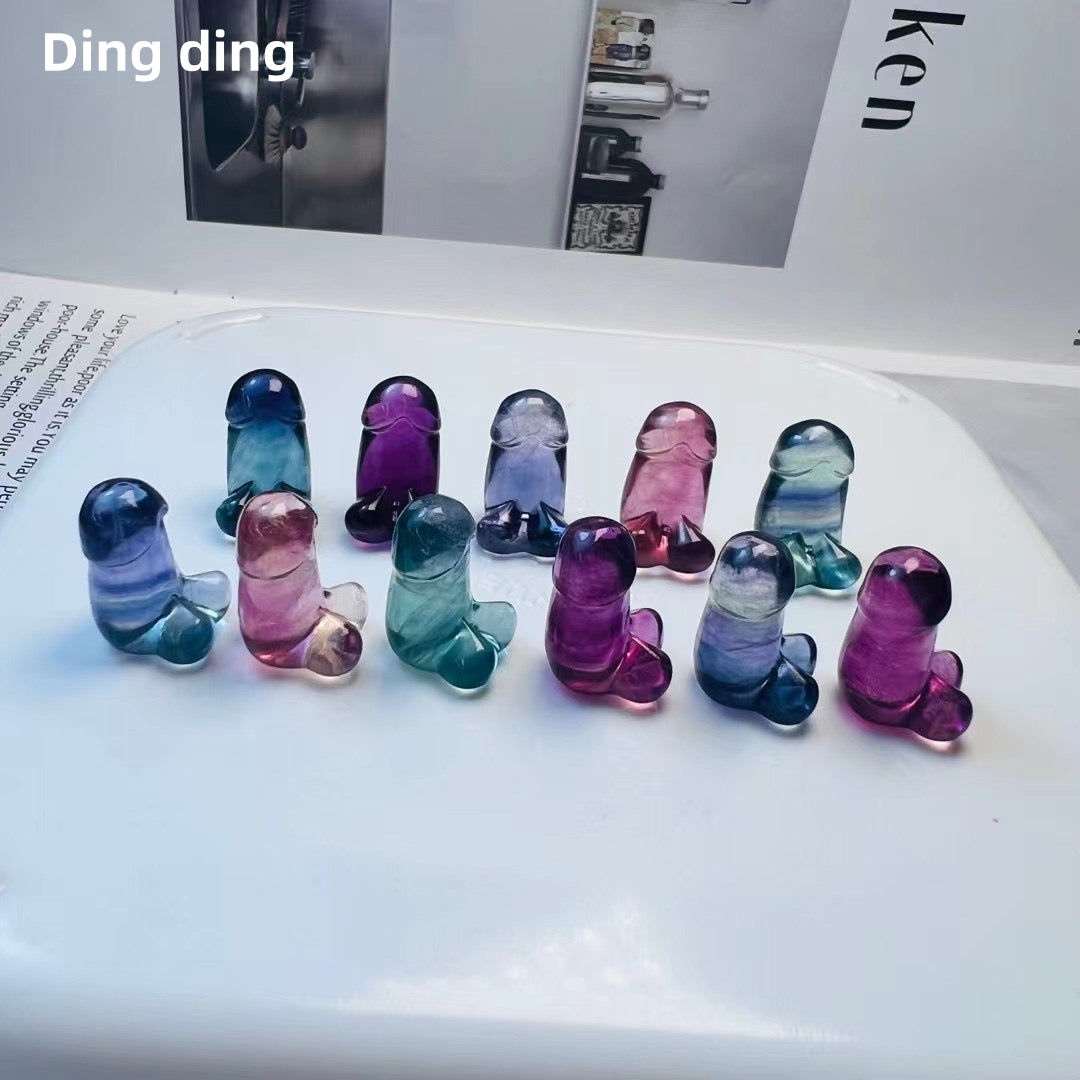 Mini Candy Fluorite Ding Ding Natural Crystal Carvings