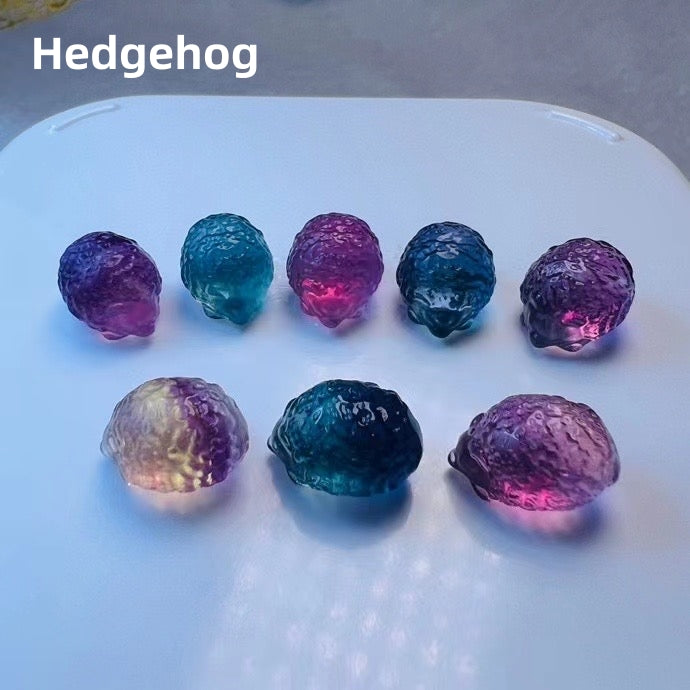 Mini Candy Fluorite Hedgedog Natural Crystal Carvings