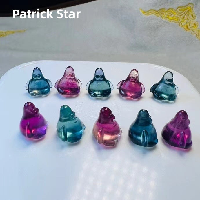 Mini Candy Fluorite Patrick Star Natural Crystal Carvings