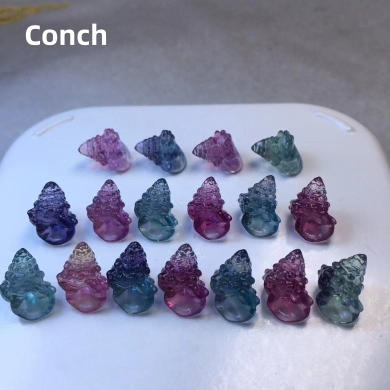 Mini Candy Fluorite Conch Natural Crystal Carvings