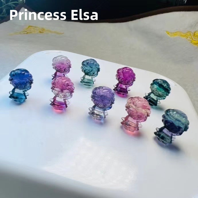 Mini Candy Fluorite Princess Elsa Natural Crystal Carvings