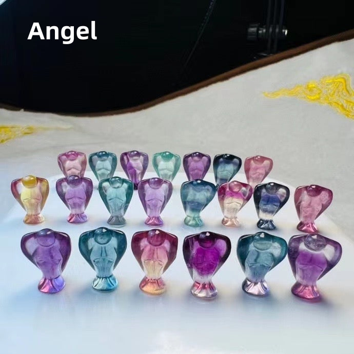 Mini Fluorite Angel Natural Crystal Carvings