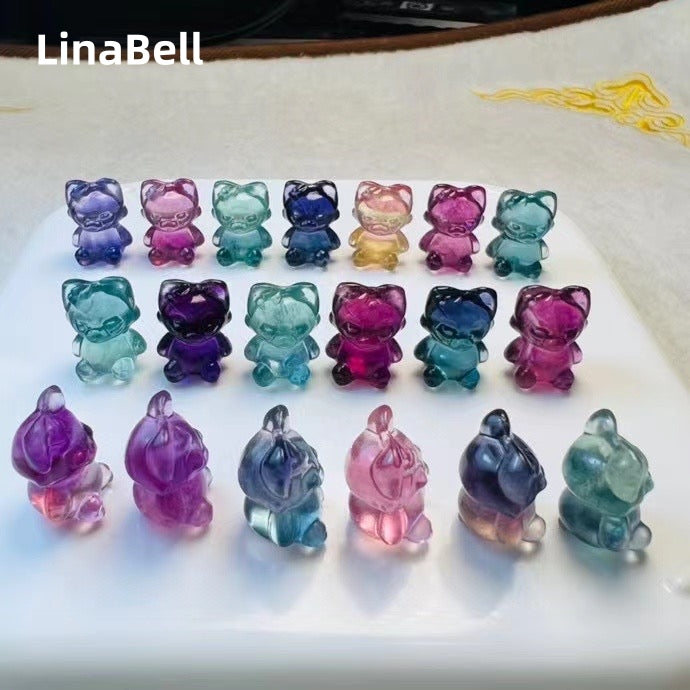 Mini Candy Fluorite Linabell Natural Crystal Carvings