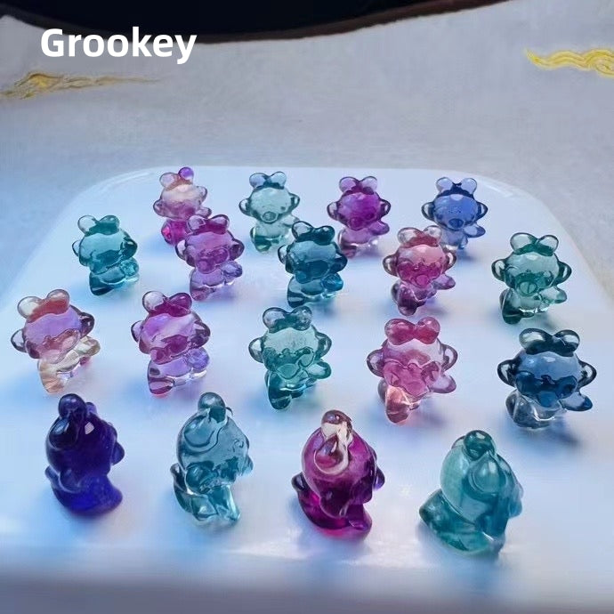 1$ Mini Fluorite Pokemon Figures Carving Group