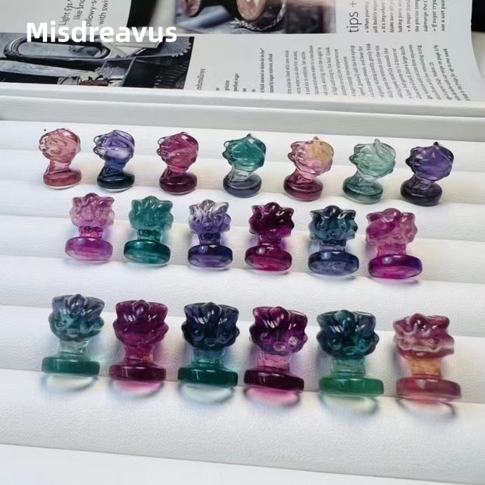 1$ Mini Fluorite Pokemon Figures Carving Group