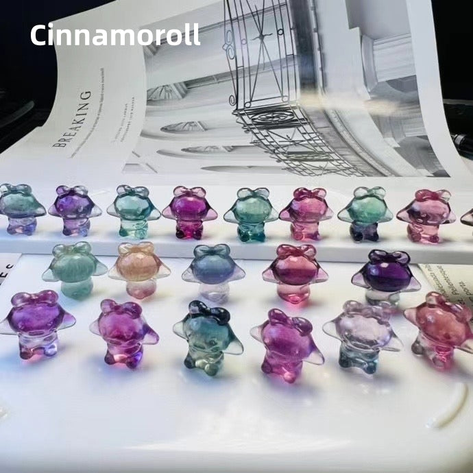 Mini Candy Fluorite Cinnamoroll Natural Crystal Carvings