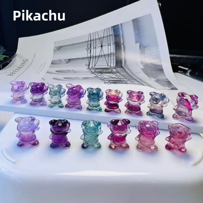 1$ Mini Fluorite Pokemon Figures Carving Group