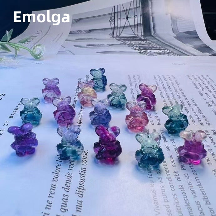 1$ Mini Fluorite Pokemon Figures Carving Group