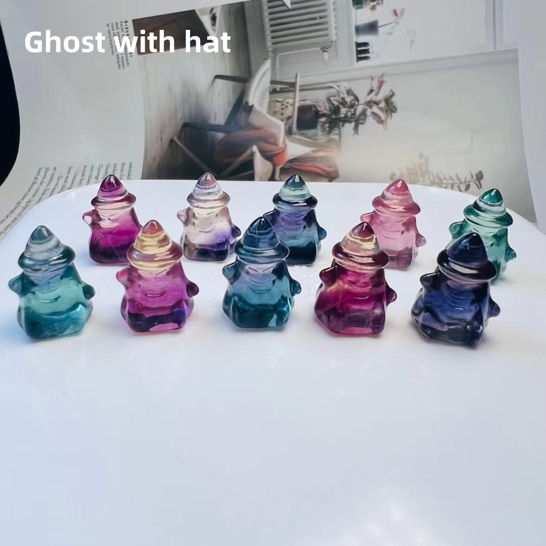 Mini Candy Fluorite Ghost Natural Crystal Carvings