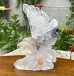 Natural Hand Carved Clear Quartz with Golden Healer Eagle Carving