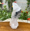 Natural Hand Carved Clear Quartz with Golden Healer Eagle Carving