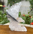 Natural Hand Carved Clear Quartz with Golden Healer Eagle Carving