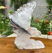 Natural Hand Carved Clear Quartz with Golden Healer Eagle Carving