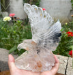 Natural Hand Carved Clear Quartz with Golden Healer Eagle Carving