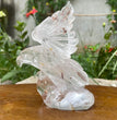 Natural Hand Carved Clear Quartz with Golden Healer Eagle Carving