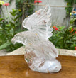 Natural Hand Carved Clear Quartz with Golden Healer Eagle Carving