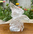 Natural Hand Carved Clear Quartz with Golden Healer Eagle Carving