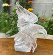 Natural Hand Carved Clear Quartz with Golden Healer Eagle Carving