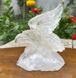 Natural Hand Carved Clear Quartz with Golden Healer Eagle Carving