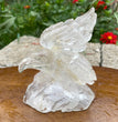 Natural Hand Carved Clear Quartz with Golden Healer Eagle Carving