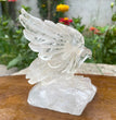 Natural Hand Carved Clear Quartz with Golden Healer Eagle Carving