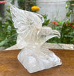 Natural Hand Carved Clear Quartz with Golden Healer Eagle Carving