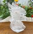 Natural Hand Carved Clear Quartz with Golden Healer Eagle Carving