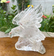 Natural Hand Carved Clear Quartz with Golden Healer Eagle Carving