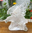 Natural Hand Carved Clear Quartz with Golden Healer Eagle Carving