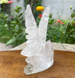 Natural Hand Carved Clear Quartz with Golden Healer Eagle Carving