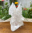 Natural Hand Carved Clear Quartz with Golden Healer Eagle Carving