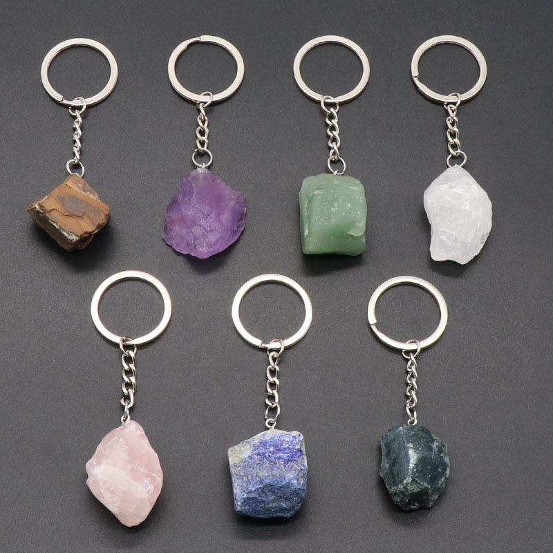 Natural Raw Stone Keyring Keychain Bag Chain