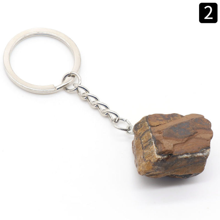 Natural Raw Stone Keyring Keychain Bag Chain