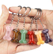 Natural Crystal Dog Bone Keyring Keychain