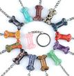 Natural Crystal Dog Bone Keyring Keychain