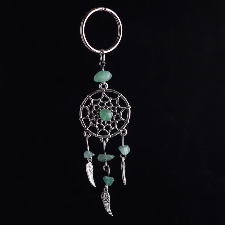 Natural Crystal Chips Angel Wing Dreamcatcher Keyring Keychain