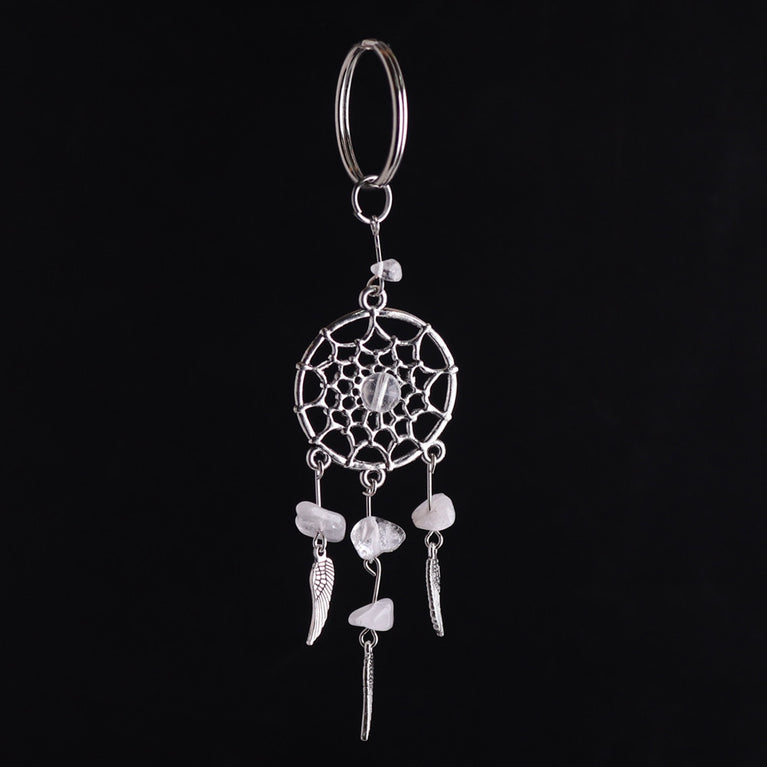 Natural Crystal Chips Angel Wing Dreamcatcher Keyring Keychain