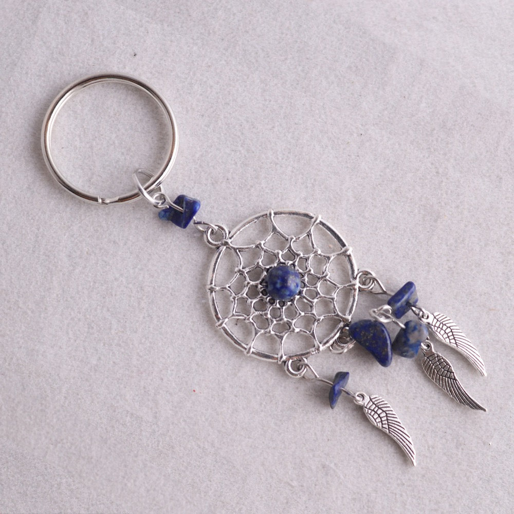 Natural Crystal Chips Angel Wing Dreamcatcher Keyring Keychain