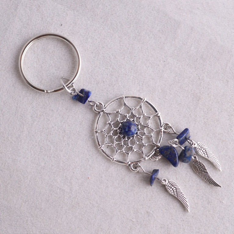 Natural Crystal Chips Angel Wing Dreamcatcher Keyring Keychain