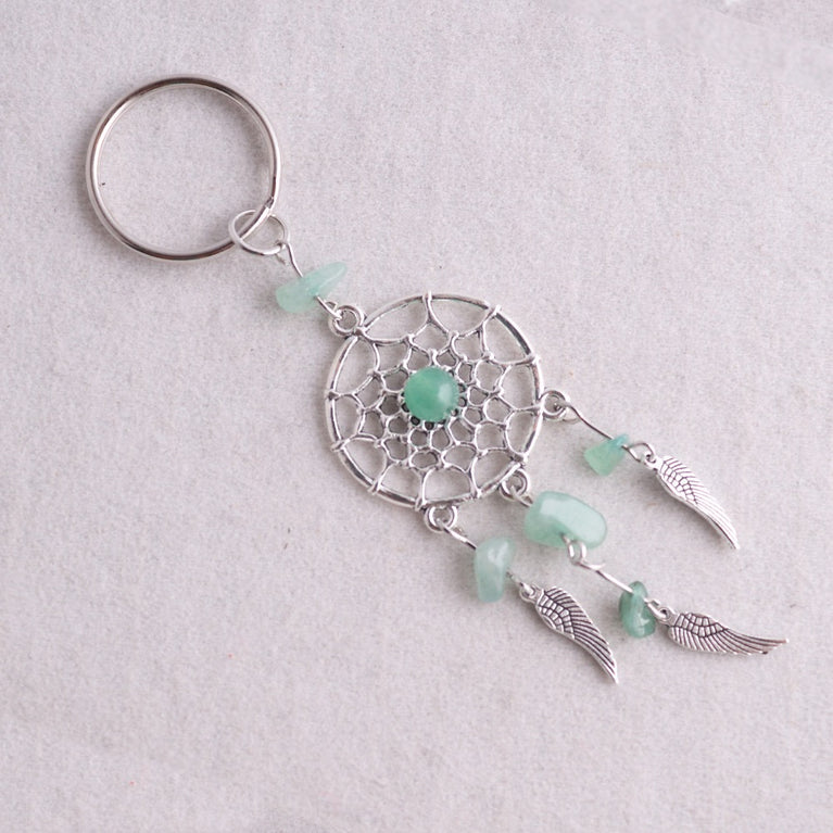 Natural Crystal Chips Angel Wing Dreamcatcher Keyring Keychain