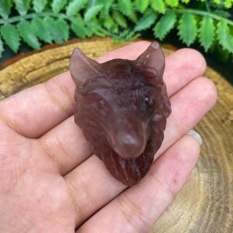 4.5CM Wolf Head Natural Crystal Carving