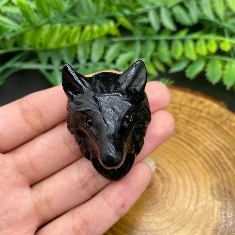 4.5CM Wolf Head Natural Crystal Carving