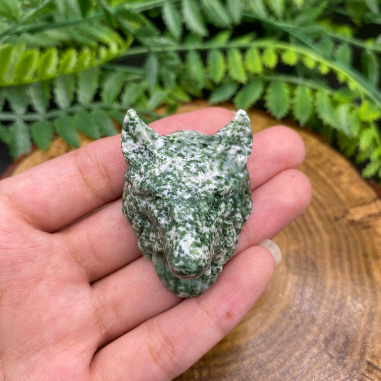 4.5CM Wolf Head Natural Crystal Carving