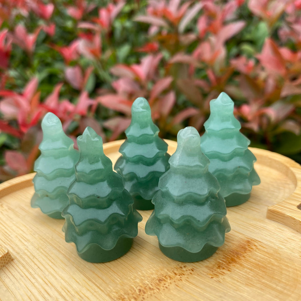 4CM Pine Tree Natural Crystal Carving Christmas