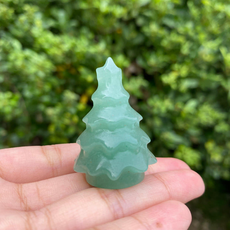 4CM Pine Tree Natural Crystal Carving Christmas