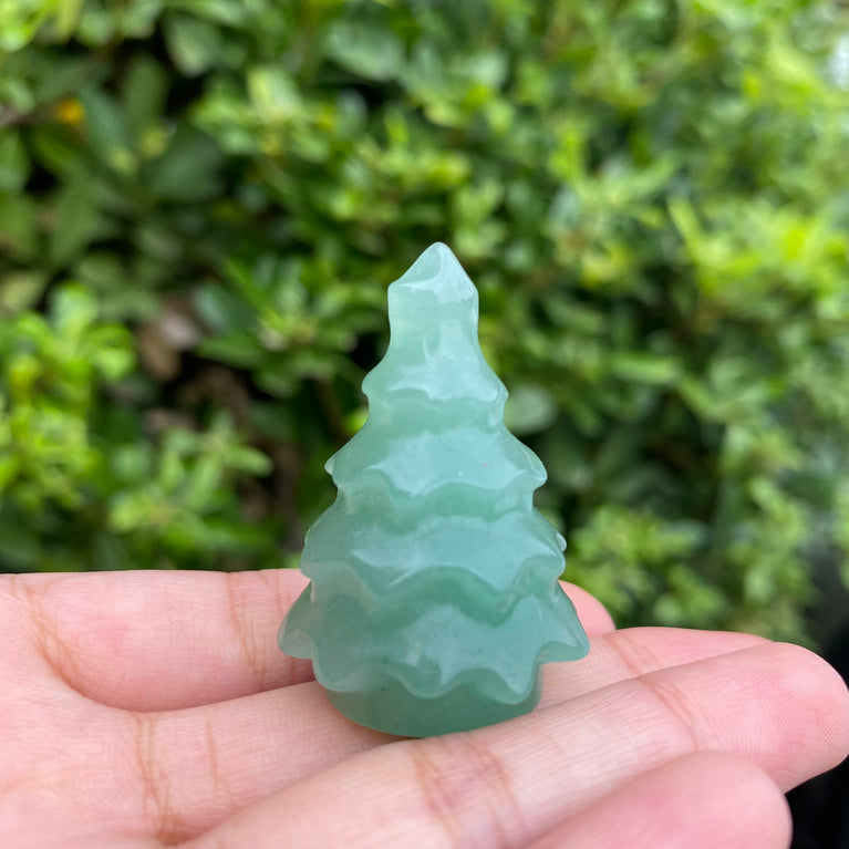 4CM Pine Tree Natural Crystal Carving Christmas