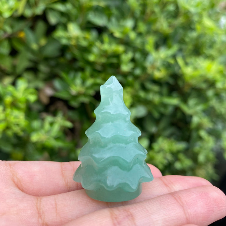 4CM Pine Tree Natural Crystal Carving Christmas