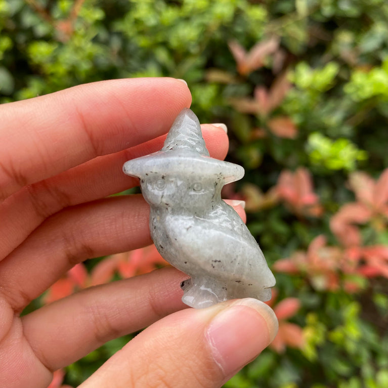 4CM Witch Owl Natural Crystal Carving