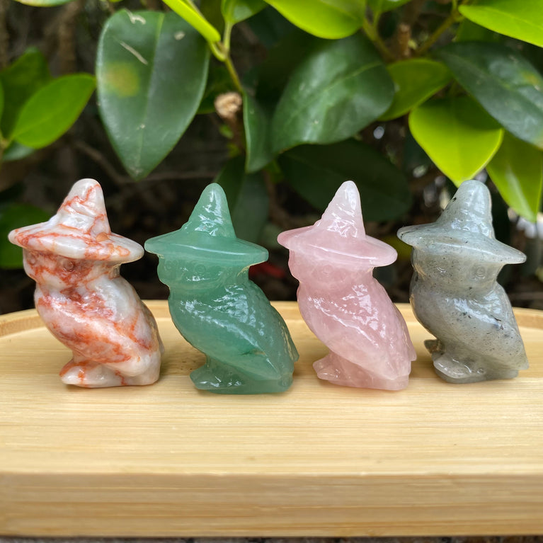 4CM Witch Owl Natural Crystal Carving